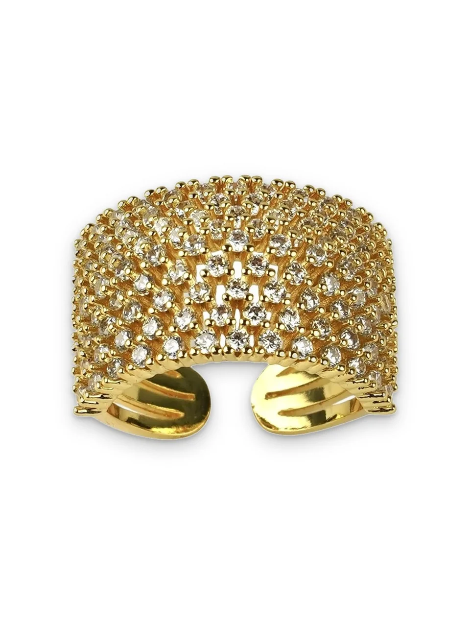 Кольцо бижутерия с фианитом, позолота 18K желтого цвета, фото 11