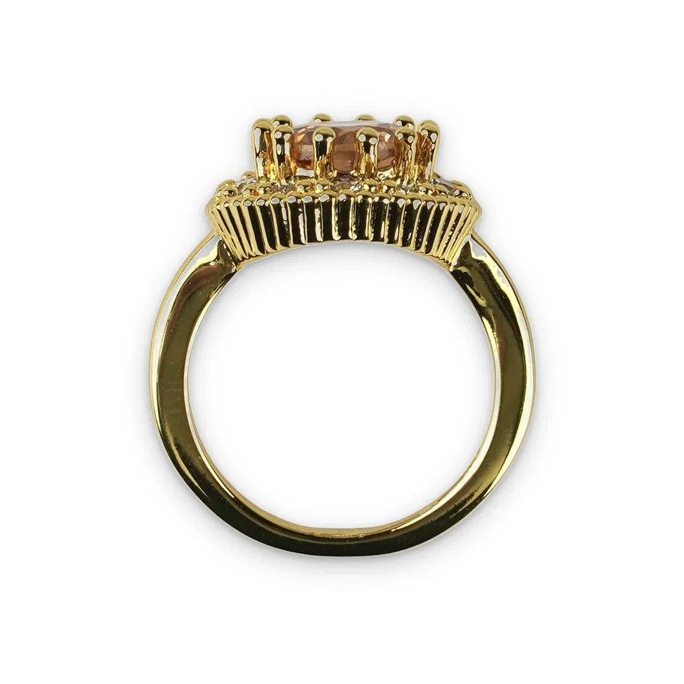 Кольцо бижутерия с фианитом, позолота 18K, фото 8