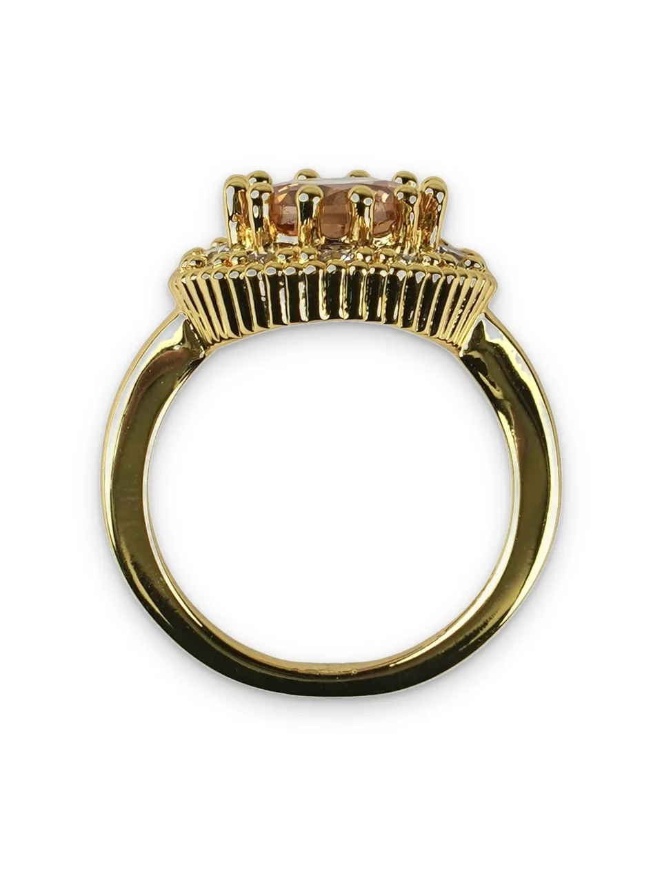 Кольцо бижутерия с фианитом, позолота 18K, фото 9