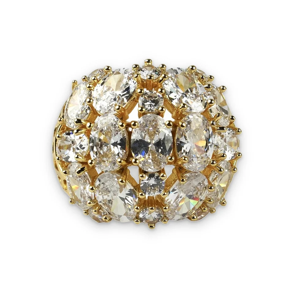 Кольцо бижутерия с фианитом, позолота 18K, фото 7