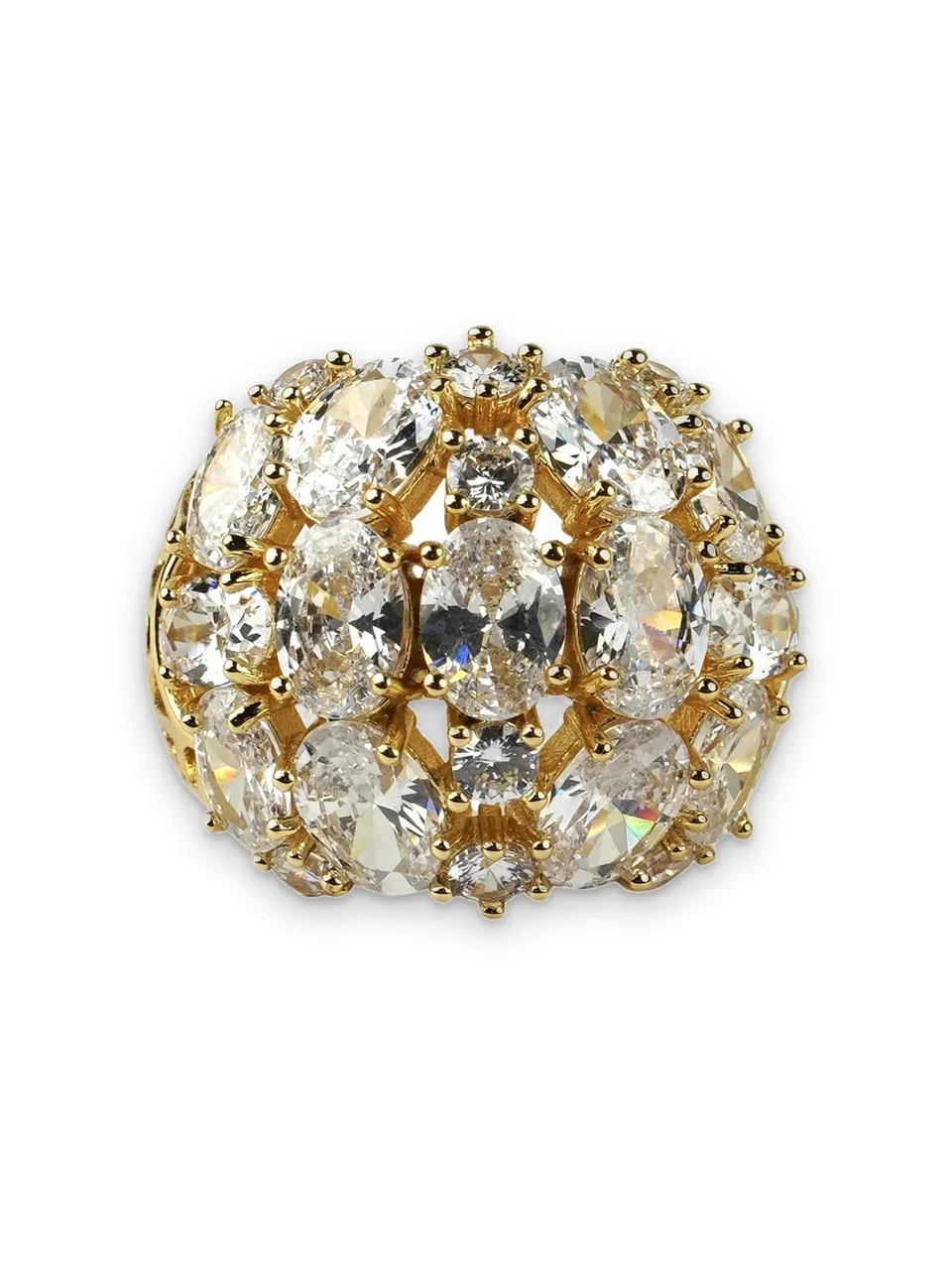 Кольцо бижутерия с фианитом, позолота 18K, фото 8