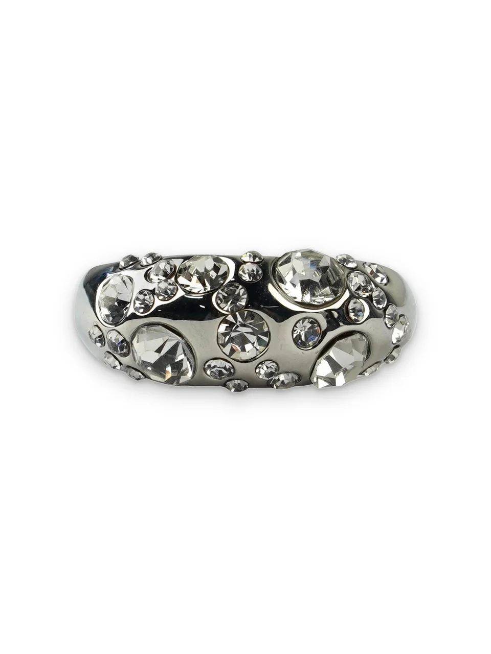 Кольцо бижутерия с кристаллами, белое золото 18K, фото 4