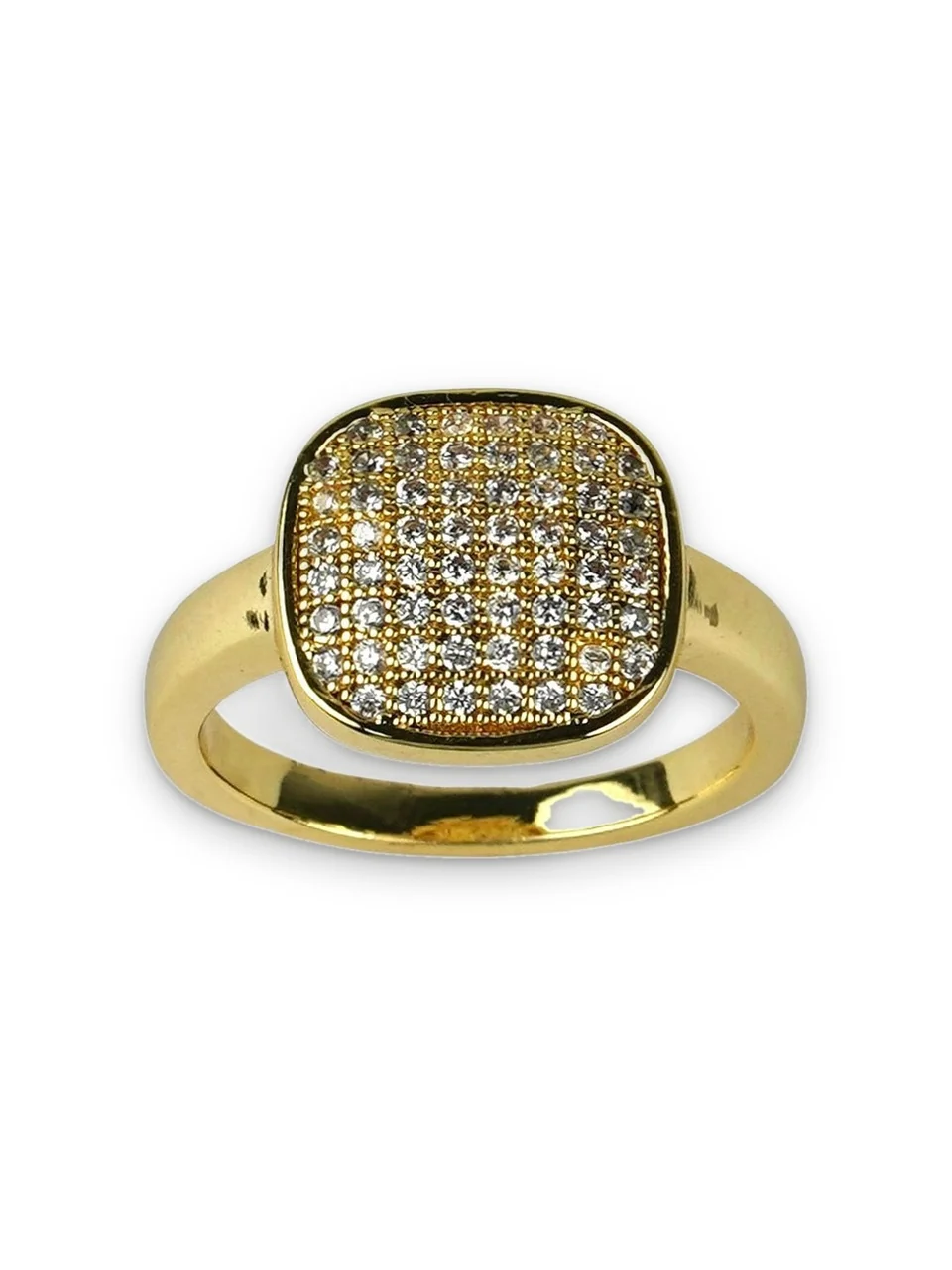 Кольцо бижутерия с фианитом, позолота 18K, фото 12