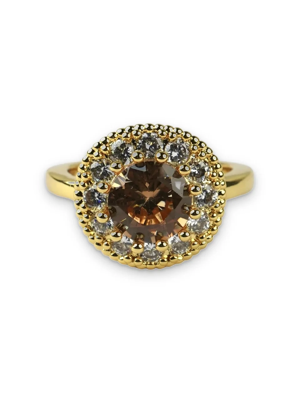 Кольцо бижутерия с фианитом, позолота 18K, фото 10