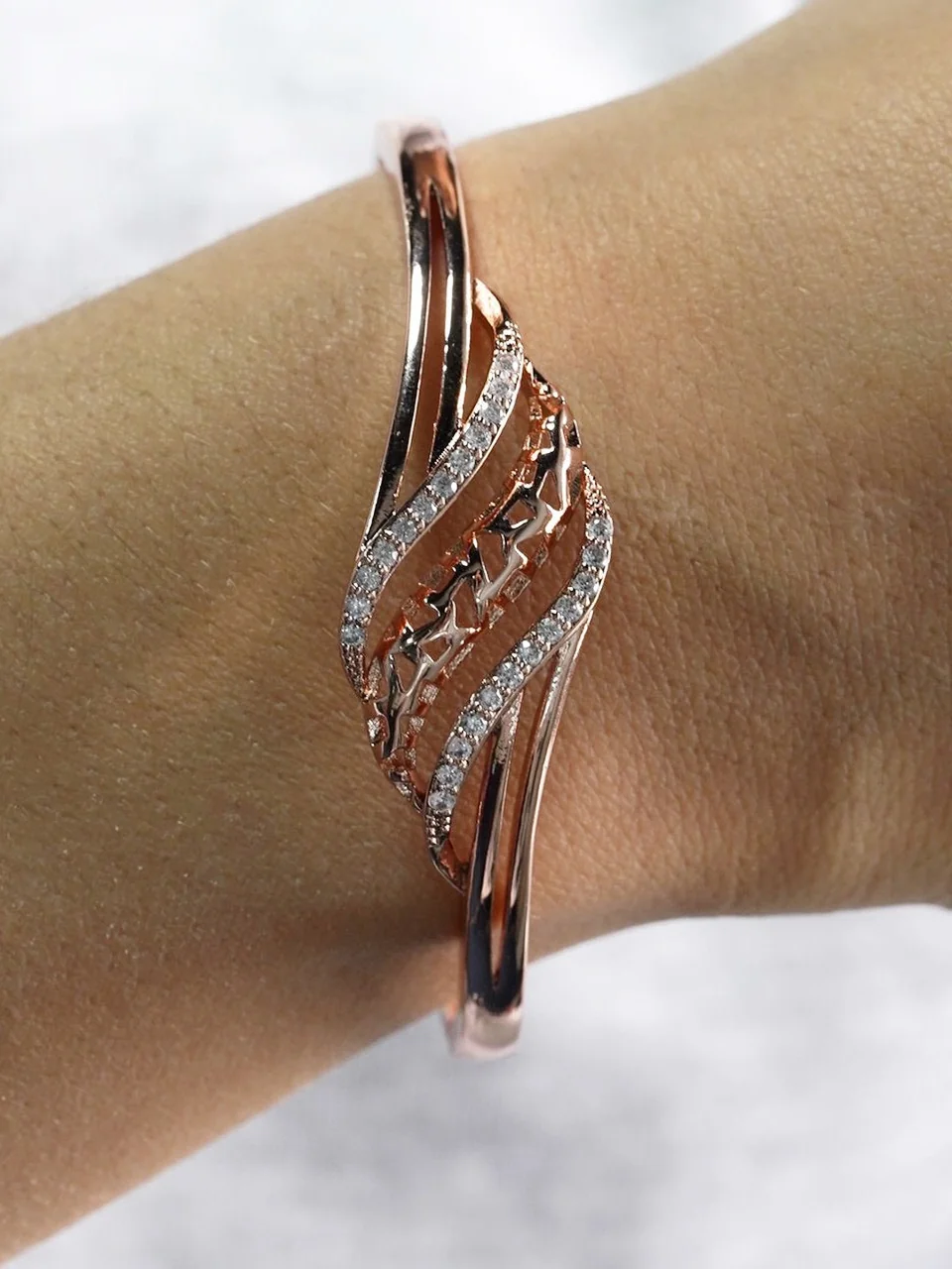 Браслет бижутерия фианит позолота розовым золотом 18k, фото 2