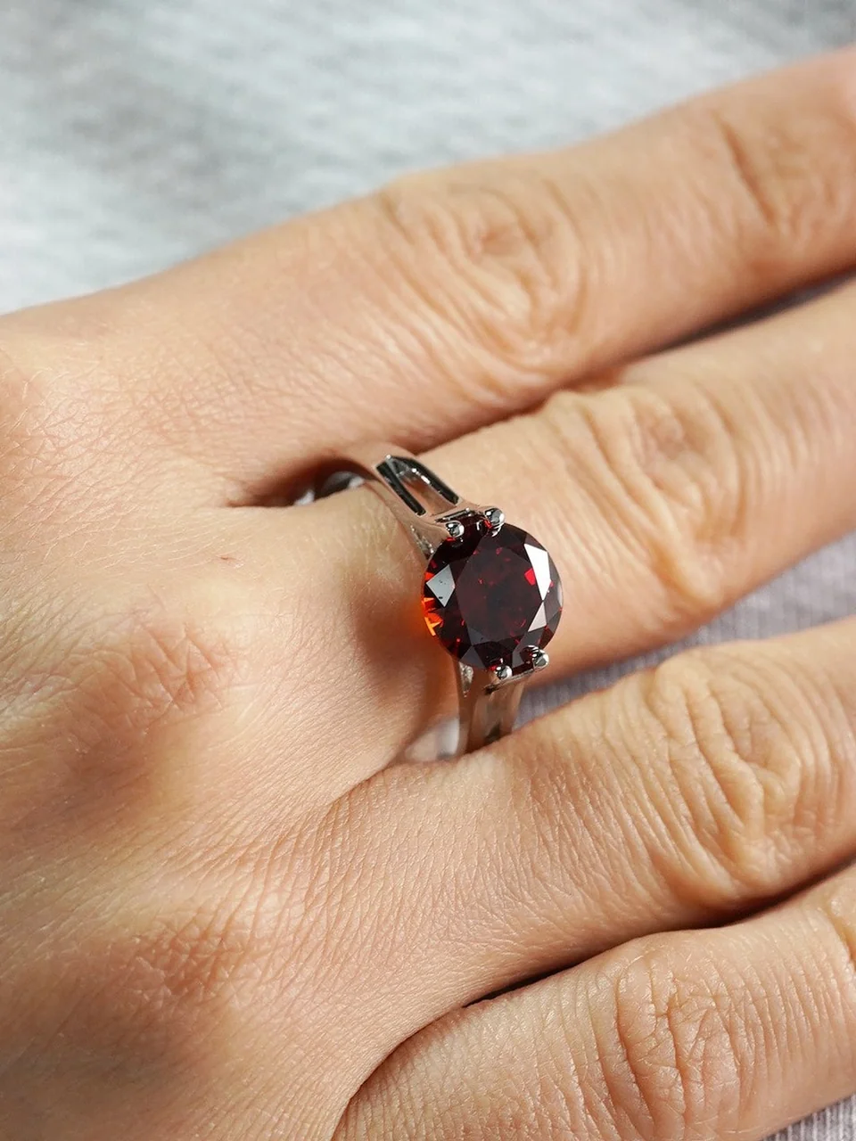Кольцо бижутерия с фианитом, позолота белым золотом 18K, фото 2