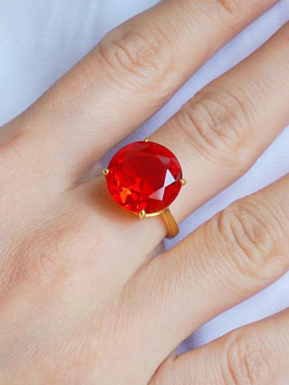 Кольцо бижутерия с фианитом, позолота 18K желтого цвета, фото 4