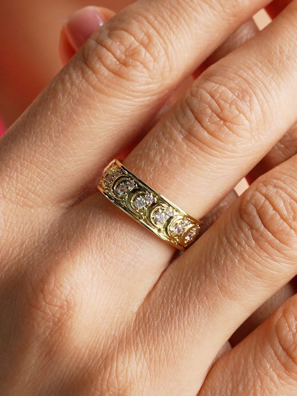 Кольцо бижутерия с фианитом, позолота 18K желтого цвета, фото 4