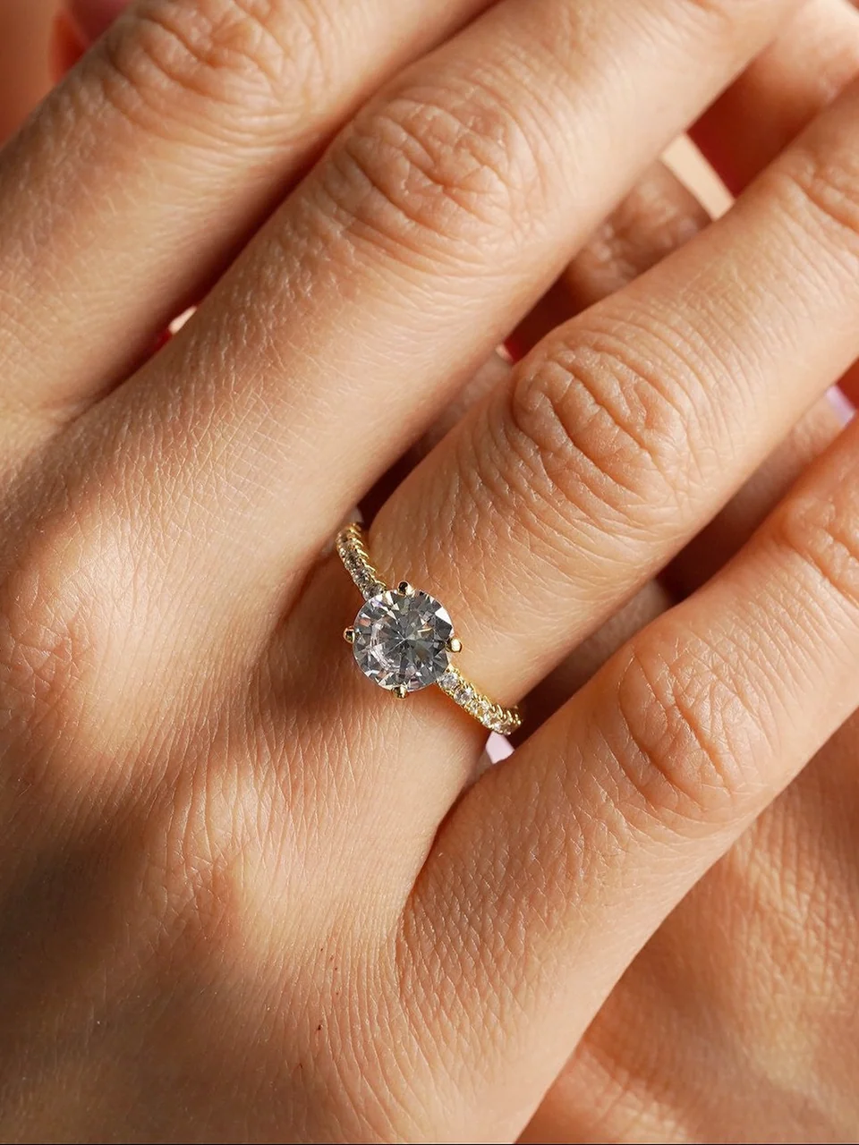 Кольцо бижутерия с фианитом, позолота 18K, фото 2