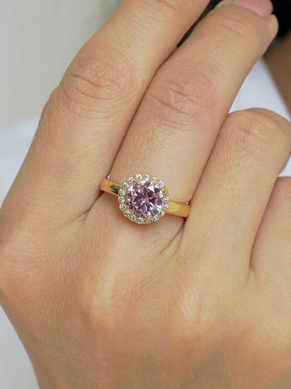 Кольцо бижутерия с фианитом, позолота 18K, фото 5