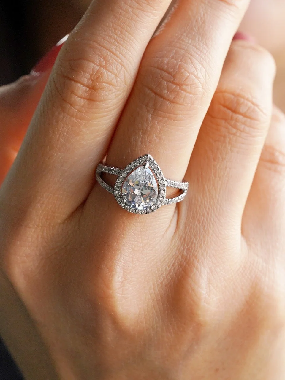 Кольцо бижутерия с фианитом, позолота 18k белое, фото 4