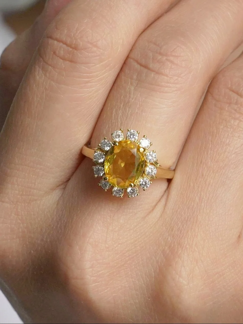 Кольцо бижутерия с фианитом, позолота 18K, фото 2