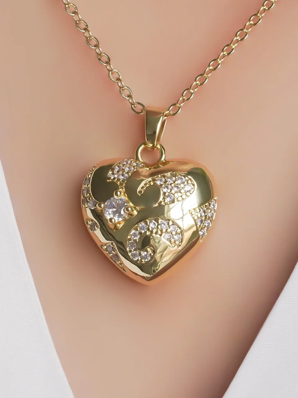 Ожерелье бижутерия с фианитом, позолота 18K, фото 4