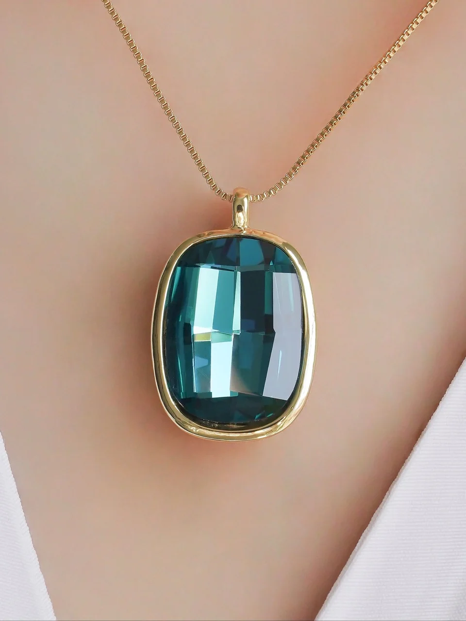 Кулон бижутерия с кристаллом, позолота 18K желтого цвета, фото 4