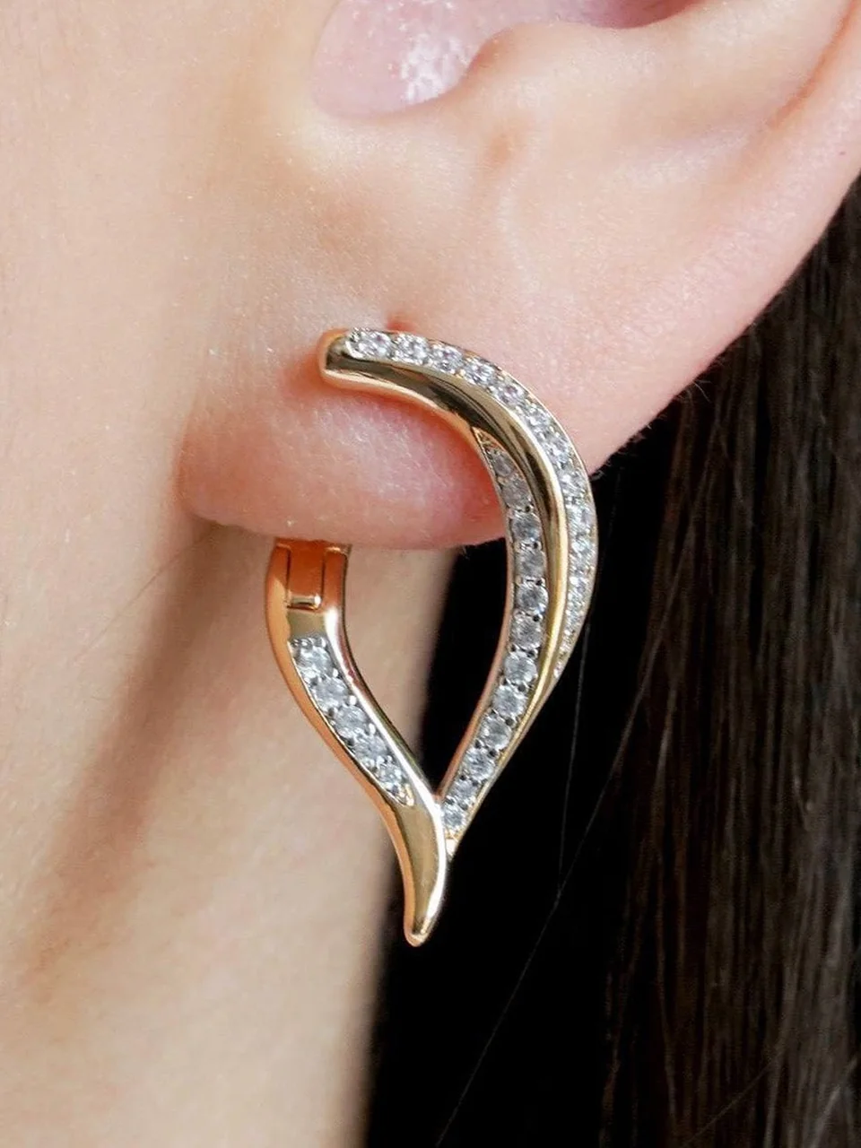 Серьги бижутерия с фианитом, позолота 18K, фото 5