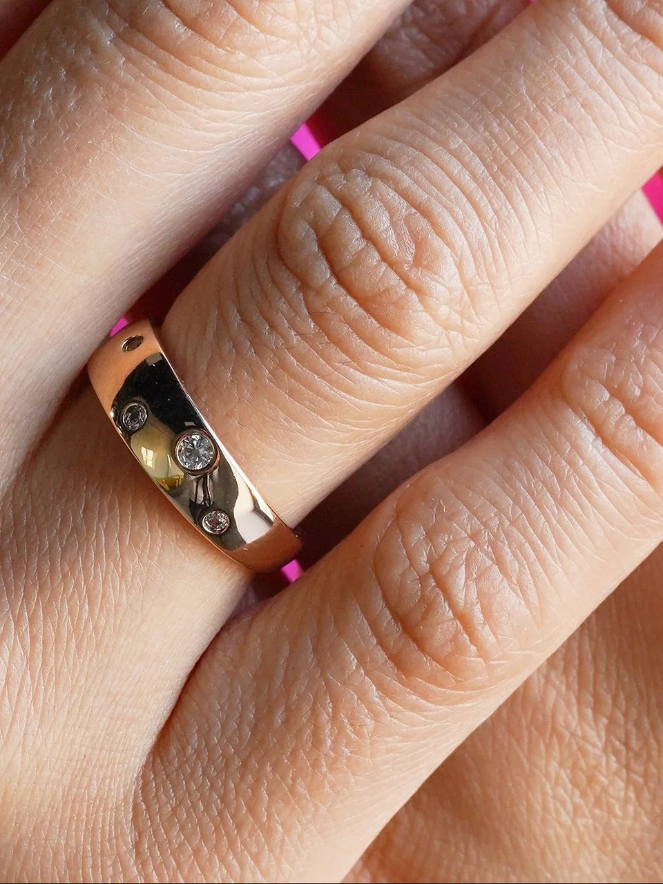 Кольцо бижутерия с фианитом, позолота 18K, фото 4