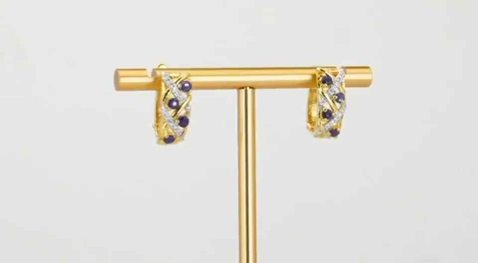 Серьги Серебро 925 Мадагаскарский сапфир Белый циркон, фото 4