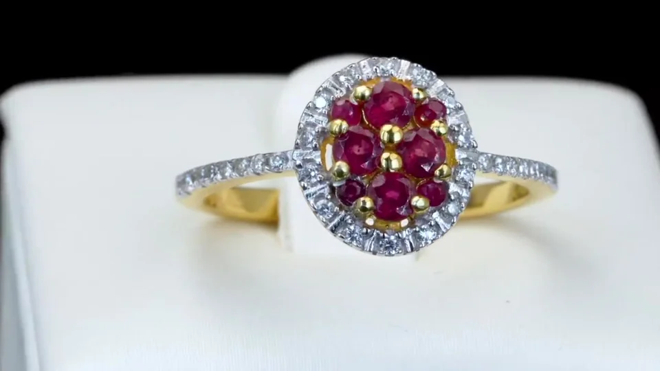 Кольцо Серебро 925 Мозамбикский рубин Белый циркон, фото 5