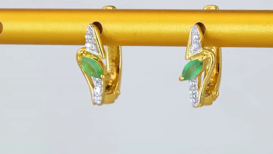 Серьги Серебро 925 Эфиопский изумруд Белый циркон, фото 7