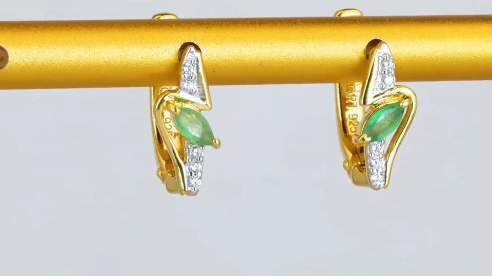 Серьги Серебро 925 Эфиопский изумруд Белый циркон, фото 5
