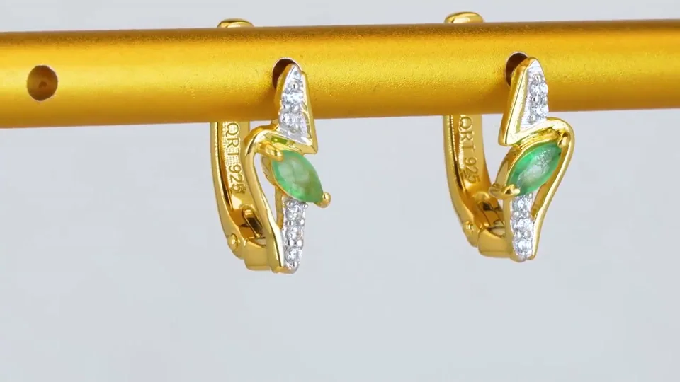 Серьги Серебро 925 Эфиопский изумруд Белый циркон, фото 6