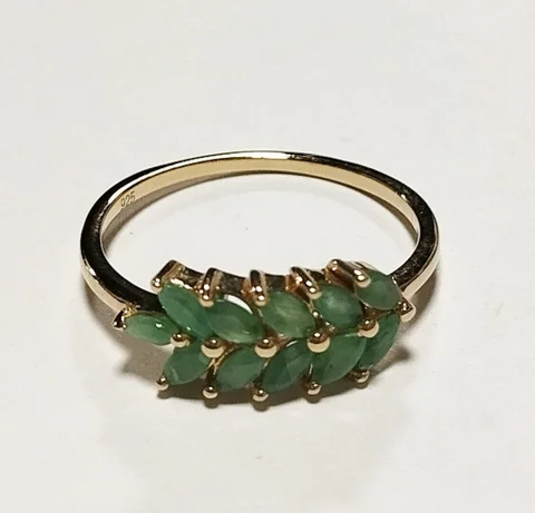 Uzuk Kumush 925 Braziliya Zumrud (Tilla yugurtirilgan)