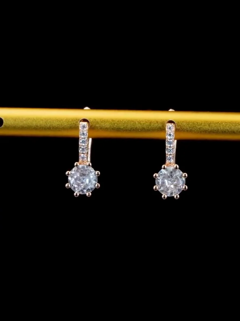 Серьги розовая позолота 18 карат, бижутерия, фото 7