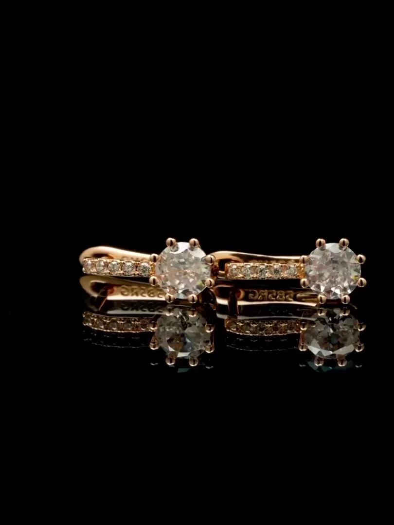 Серьги розовая позолота 18 карат, бижутерия, фото 8