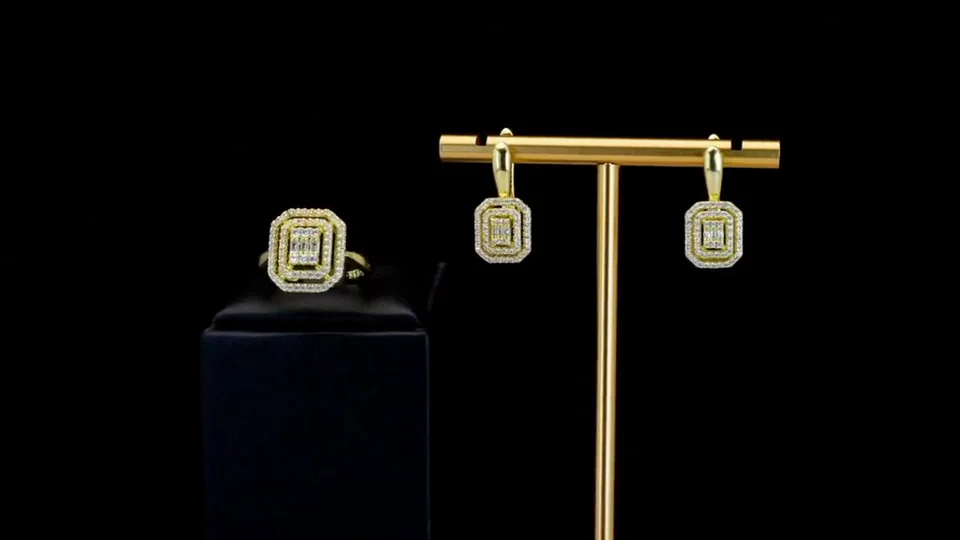 Ziraklar bijuteriya 18 karat pushti tilla yugurtirilgan oq tosh bilan, rasm 10