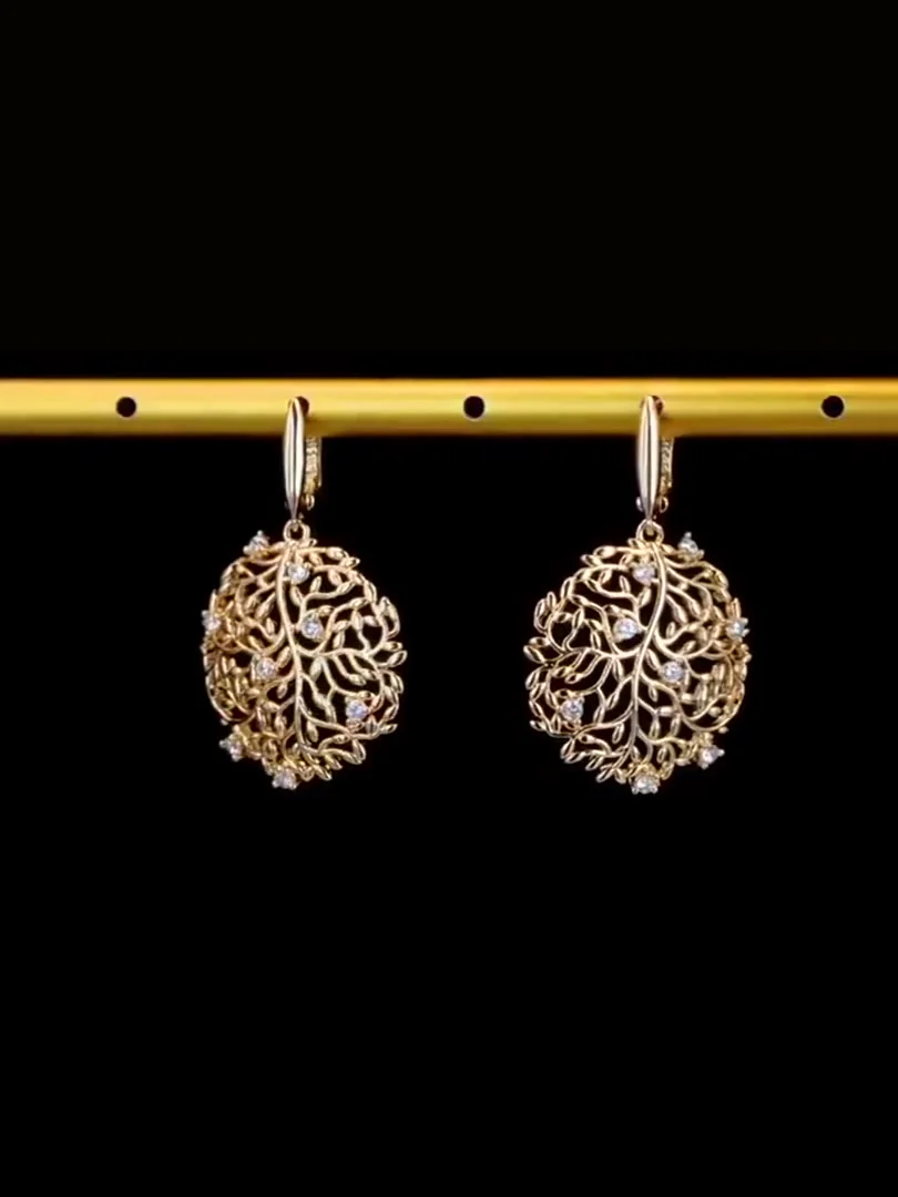 Серьги розовая позолота 18 карат, бижутерия, фото 10