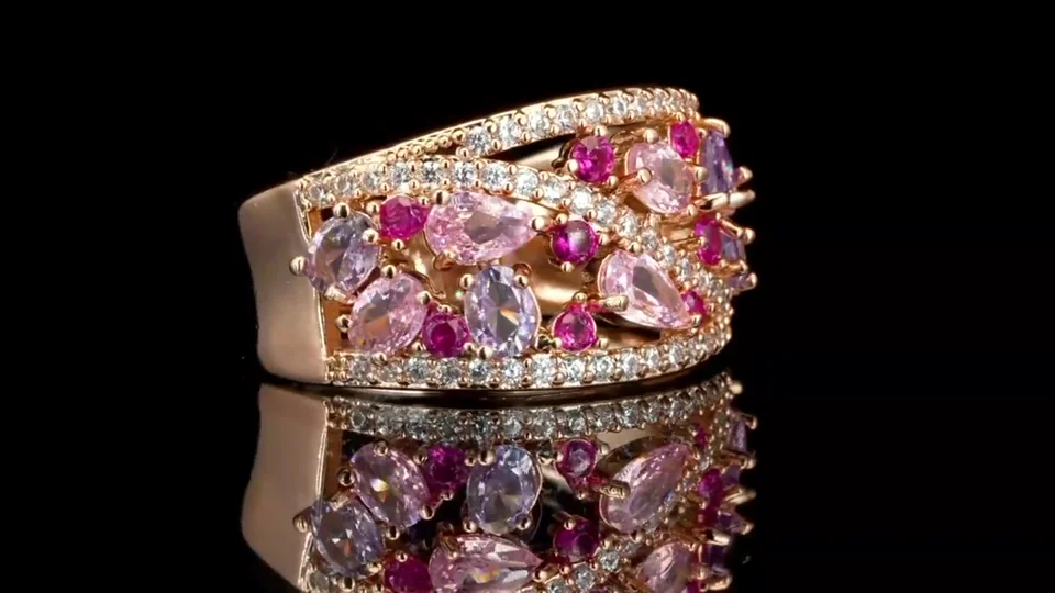 Кольцо розовая позолота 18 карат, бижутерия, фото 12