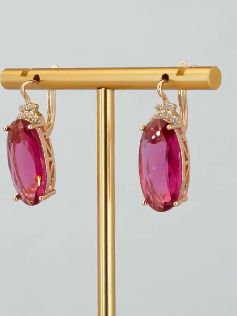 Серьги розовая позолота 18 карат, бижутерия, фото 12