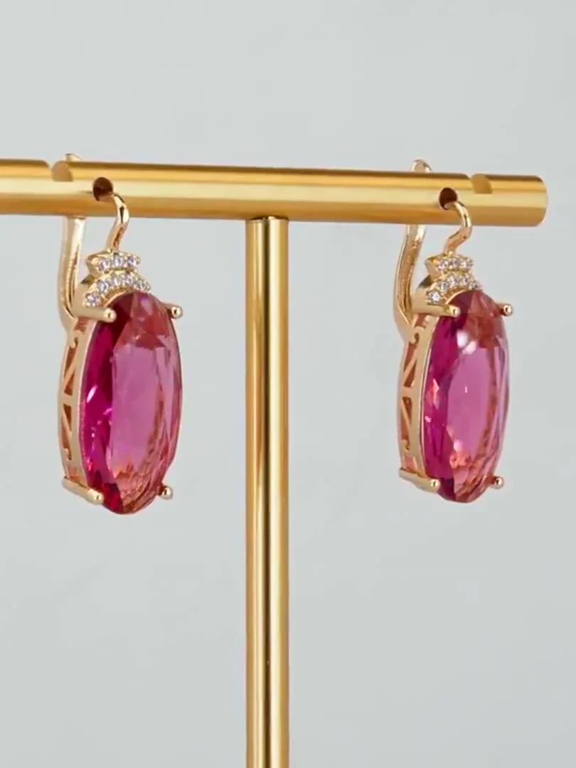 Серьги розовая позолота 18 карат, бижутерия, фото 9