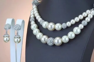 Komplekt bijuteriya Marvarid Oq tilla yugurtirilgan 18 karat, rasm 3