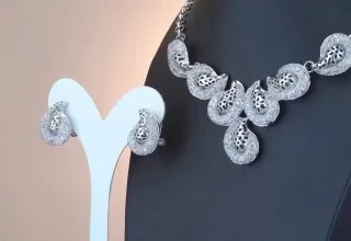 Komplekt bijuteriya oq tilla yugurtirilgan 18 karat kristall, rasm 2