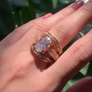 Кольцо бижутерия с кристаллом, позолота 18K, фото 3