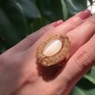 Кольцо бижутерия с кристаллом, позолота 18K, фото 3