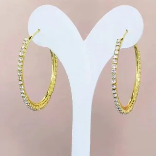 Серьги бижутерия с кристаллом, позолота 18K, фото 3