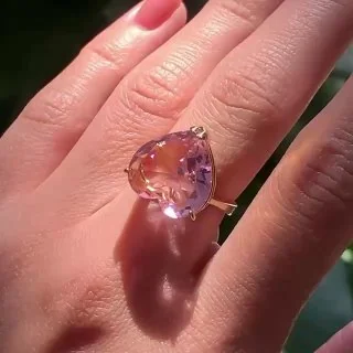 Кольцо бижутерия с фианитом, позолота 18K желтого цвета, фото 3