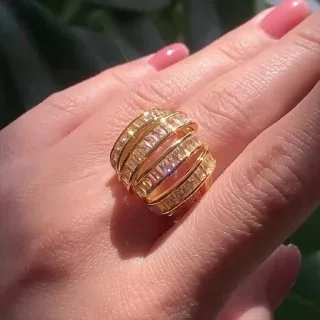 Uzuk bijuteriya Sariq tilla yugurtirilgan 18 karat Fianit, rasm 3