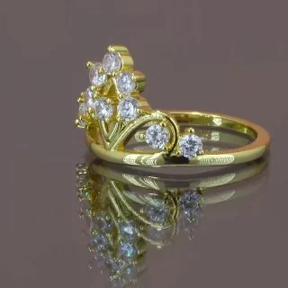 Кольцо бижутерия с фианитом, позолота 18K, фото 3