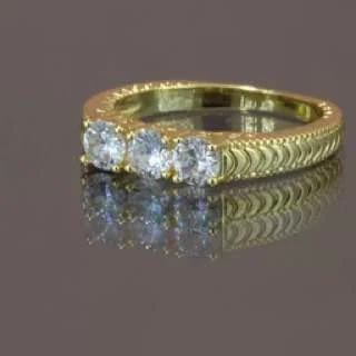 Кольцо бижутерия с фианитом, позолота 18K желтого цвета, фото 3