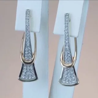 Серьги бижутерия фианит, позолота 18K, фото 3