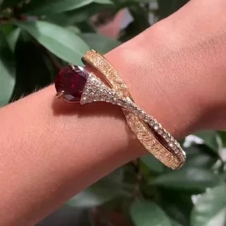 Браслет бижутерия с кристаллом, позолота 18K, фото 3