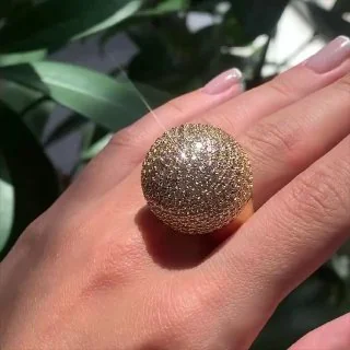 Кольцо бижутерия с фианитом, позолота 18K, фото 3