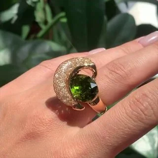 Кольцо бижутерия с кристаллом, позолота 18K, фото 3