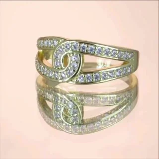 Кольцо бижутерия с фианитом, позолота 18K желтое золото, фото 3
