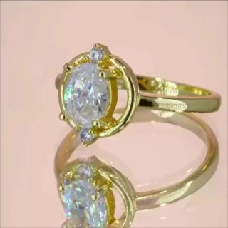 Кольцо бижутерия с фианитом, позолота 18K, фото 3