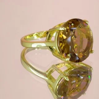 Кольцо бижутерия с фианитом, позолота 18K желтого цвета, фото 5