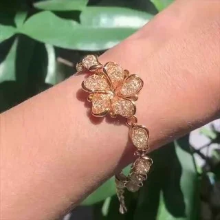 Браслет бижутерия с кристаллом, позолота 18К, фото 3